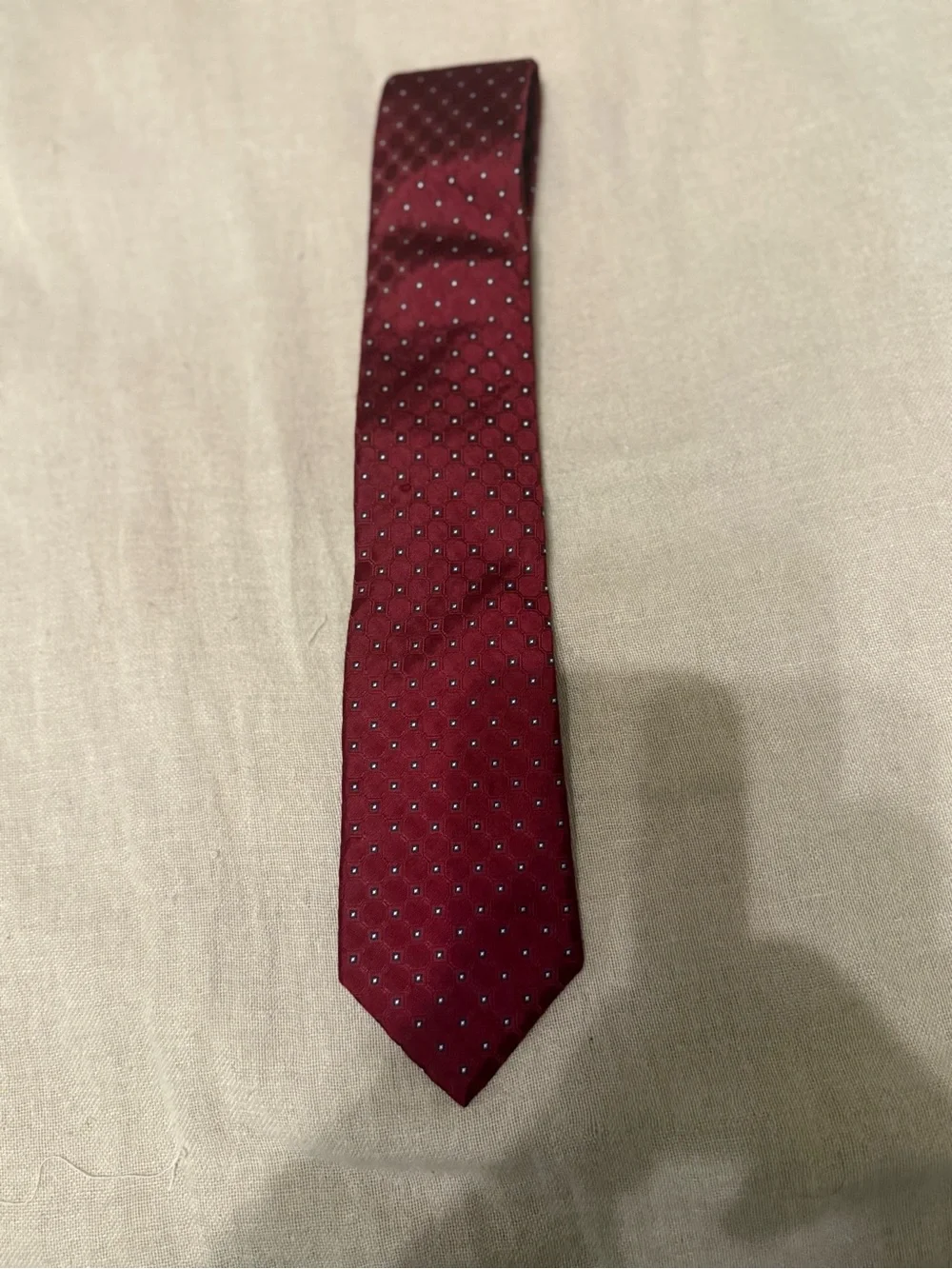 Tommy Hilfiger Burgundy Red Silk Dot Tie